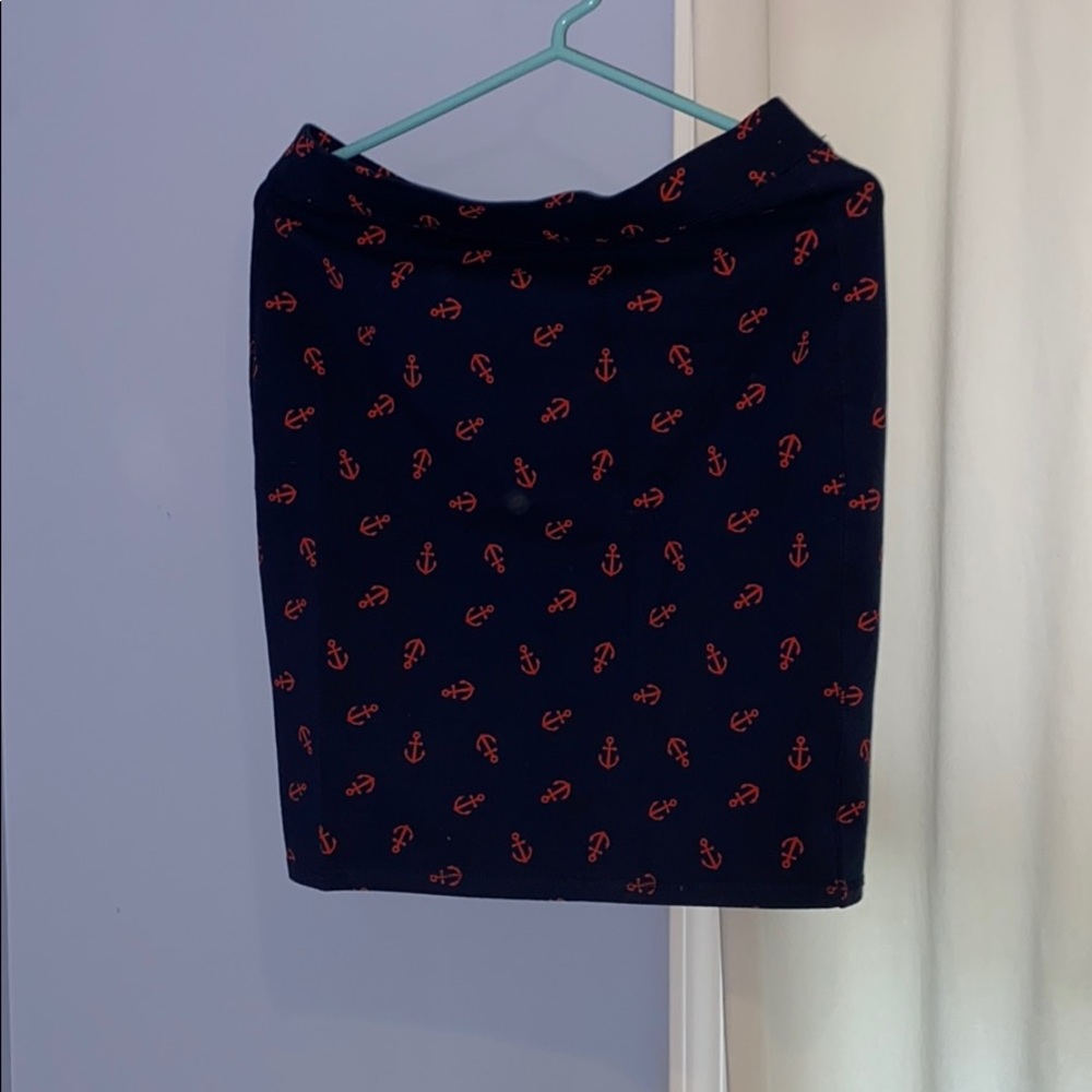 NAVY & RED STRETCHY PENCIL SKIRT